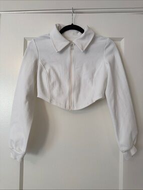 Oak&Fort White Cropped Zip-Front Jacket - Women